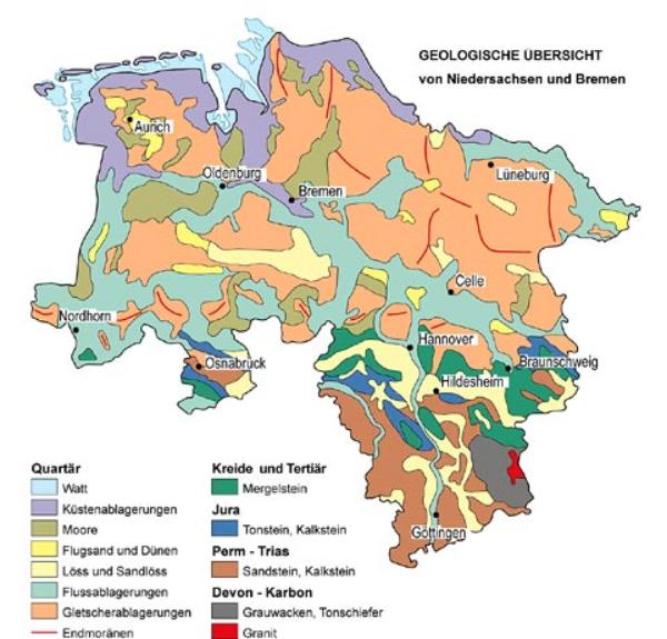 Geologische Übersicht Niedersachsen